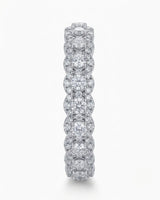 Brilliant round diamond ring with accent diamonds and full eternity styling in 18K white gold SARATTI