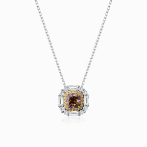 Brown Diamond Halo Necklace | Modern Gem Jewelry