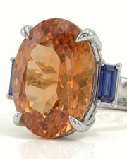 Build My Ring Imperial Topaz setting with blue step-cut sapphires in platinum | SARATTI