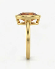 Build My Ring Imperial Topaz solitaire with continuous yellow gold bezel | SARATTI