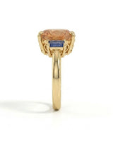 Build My Ring oval Imperial Topaz setting with emerald-cut sapphires in yellow gold | SARATTI