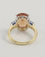 Build My Ring oval Imperial Topaz setting with emerald-cut sapphires two tone | SARATTI