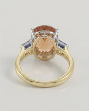 Build My Ring oval Imperial Topaz setting with emerald-cut sapphires two tone | SARATTI