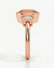 Build My Ring three-stone Imperial Topaz setting with geometric shoulders | SARATTI