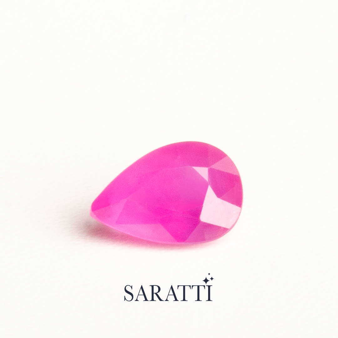 Pink Ruby Gemstone in Pear Shape 0.69 carats - SARATTI