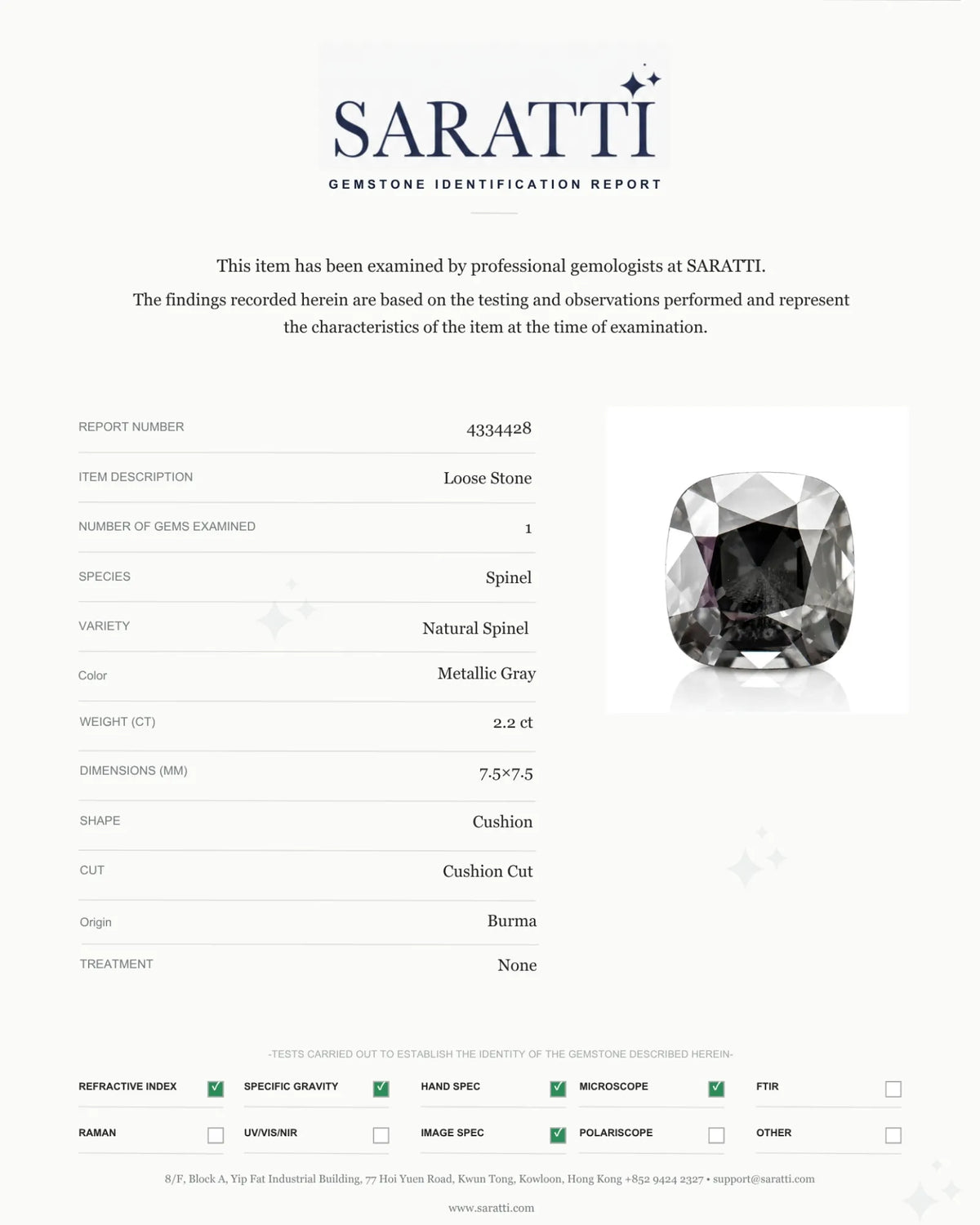 Burmese Spinel measuring 7.5 x 7.5mm loose stone | SARATTI