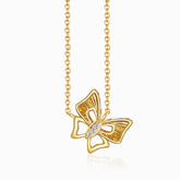Two-Tone Yellow Gold 18K Gold Natural Diamond Butterfly Necklace | Saratti