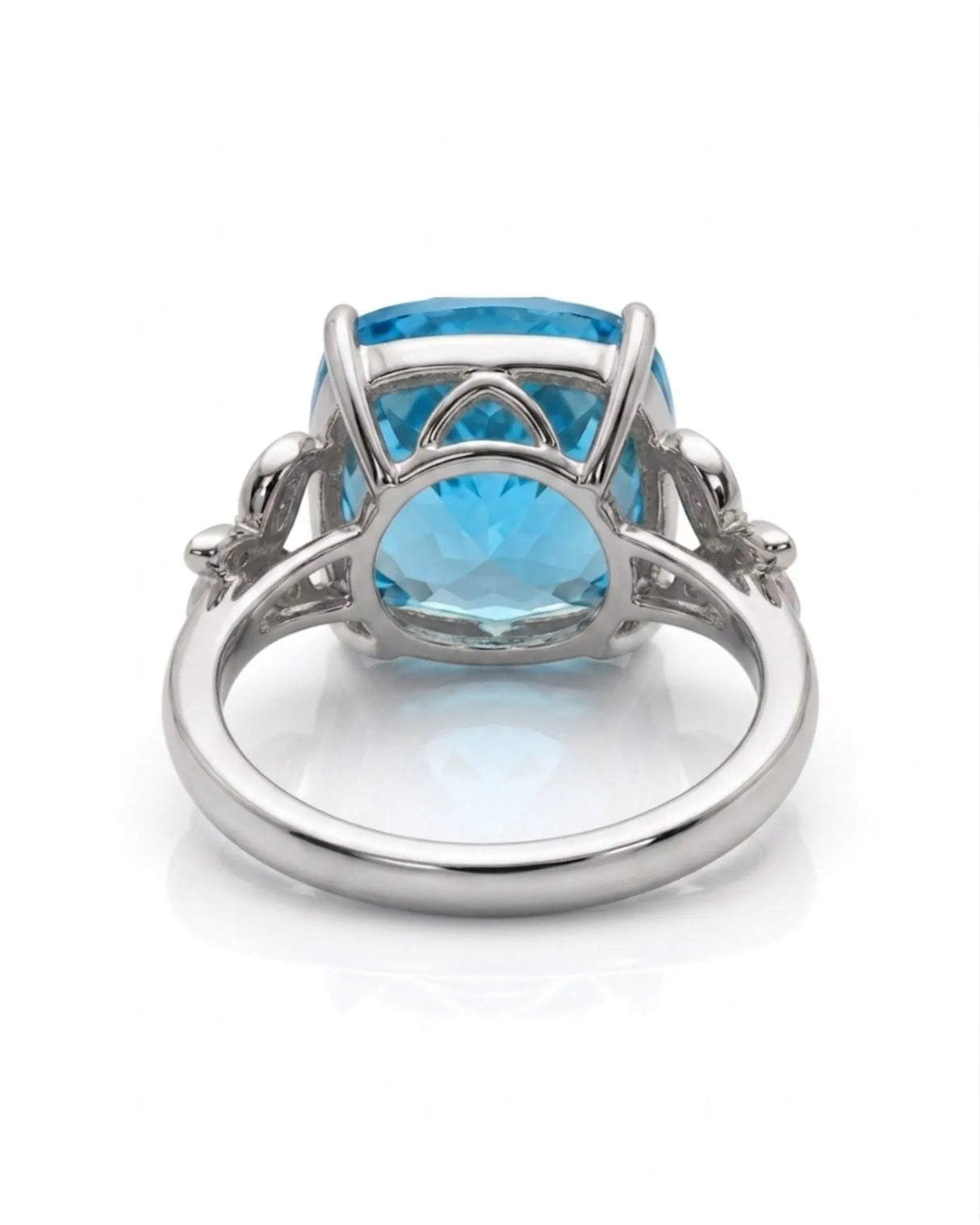 Butterfly motif topaz ring with open gallery and diamond accents in polished platinum | SARATTI