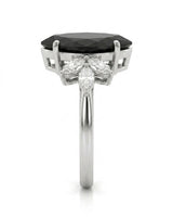 Butterfly natural black marquise diamond ring worn on hand in platinum | SARATTI