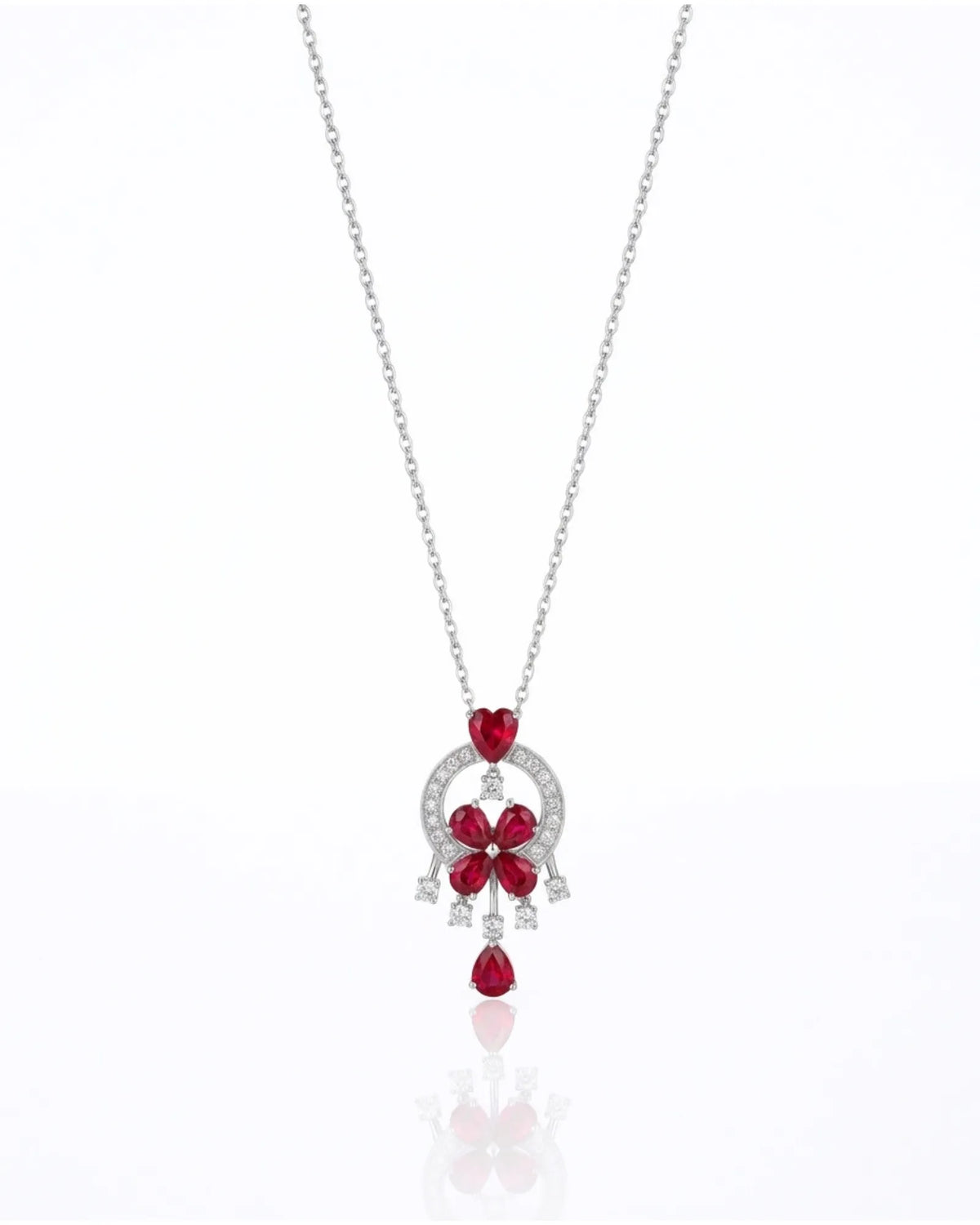 CELESTIA — Pigeon Blood Ruby Dreamcatcher Diamond Pendant