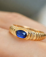 Cabochon Blue Sapphire 18K yellow gold Ring with Diamonds - SARATTI