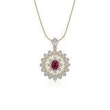 【Ships Fast】Ruby & Diamond Lace Pendant Necklace