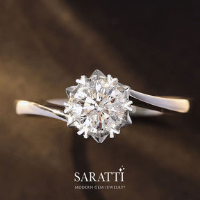 0.6 Carat Snowflake Twisted Shank Diamond Engagement Ring | Modern Gem Jewelry | Saratti