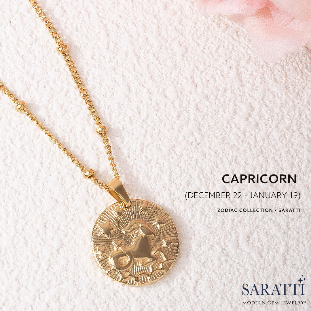 Capricorn Gold Medallion in 18K Yellow Gold | Saratti