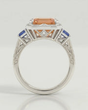 Celeste Azure platinum setting for selected emerald cut Natural Imperial Topaz | SARATTI