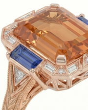 Celeste Azure rose gold setting for selected emerald cut Imperial Topaz | SARATTI