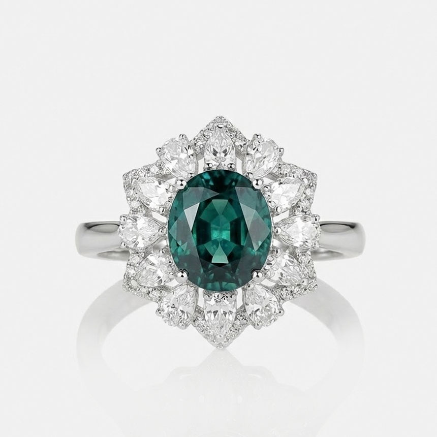 Celestial Bloom – Natural Unheated Sapphire & Diamond Ring - SARATTI Jewelry