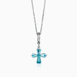 Celestial Cross Aquamarine Pendant crafted in Platinum - SARATTI