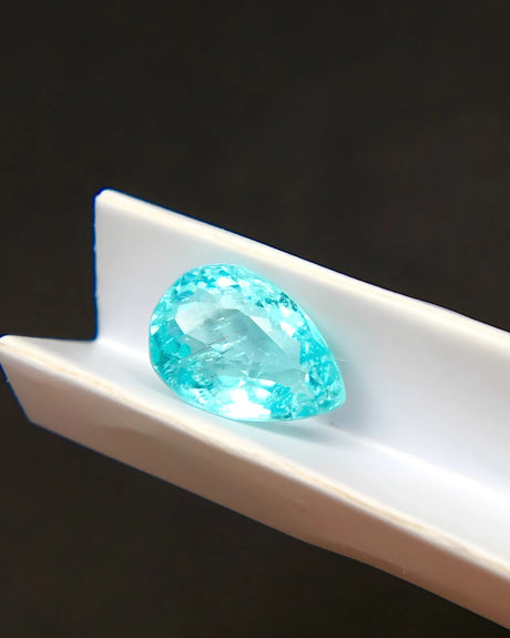 Certified Paraiba tourmaline gemstone 0.85 carat pear shape - SARATTI
