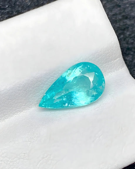 Certified Paraiba tourmaline gemstone 3.19 carat pear shape - SARATTI
