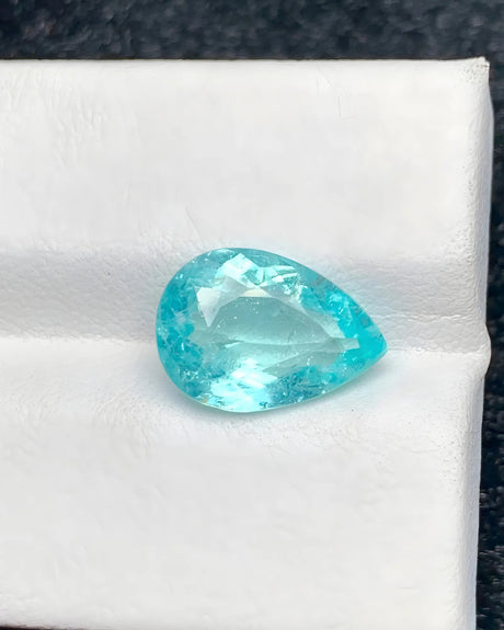 Certified Paraiba tourmaline gemstone 3.73 carat pear shape - SARATTI

