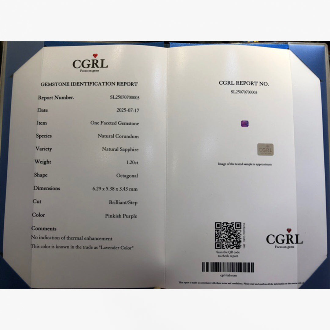 Certified Unheated Lavender Sapphire Gemstone | SARATTI
