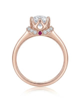 Cesca GIA-certified natural round diamond engagement ring worn on hand in 18K rose gold | SARATTI