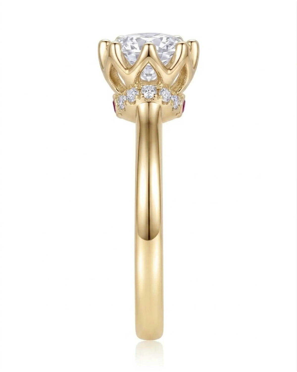 Cesca GIA-certified natural round diamond engagement ring worn on hand in 18K yellow gold | SARATTI