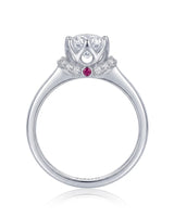 Cesca natural diamond engagement ring side profile with sculptural lotus crown in Platinum | SARATTI