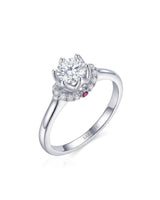Cesca natural round diamond lotus illusion engagement ring 45-degree view in Platinum PT950 | SARATTI