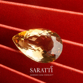 Pear Shape Imperial Topaz Gemstone in Champagne Color | Saratti Gems