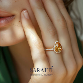 Champagne Colored Cocktail Ring with Imperial Topaz | Saratti 