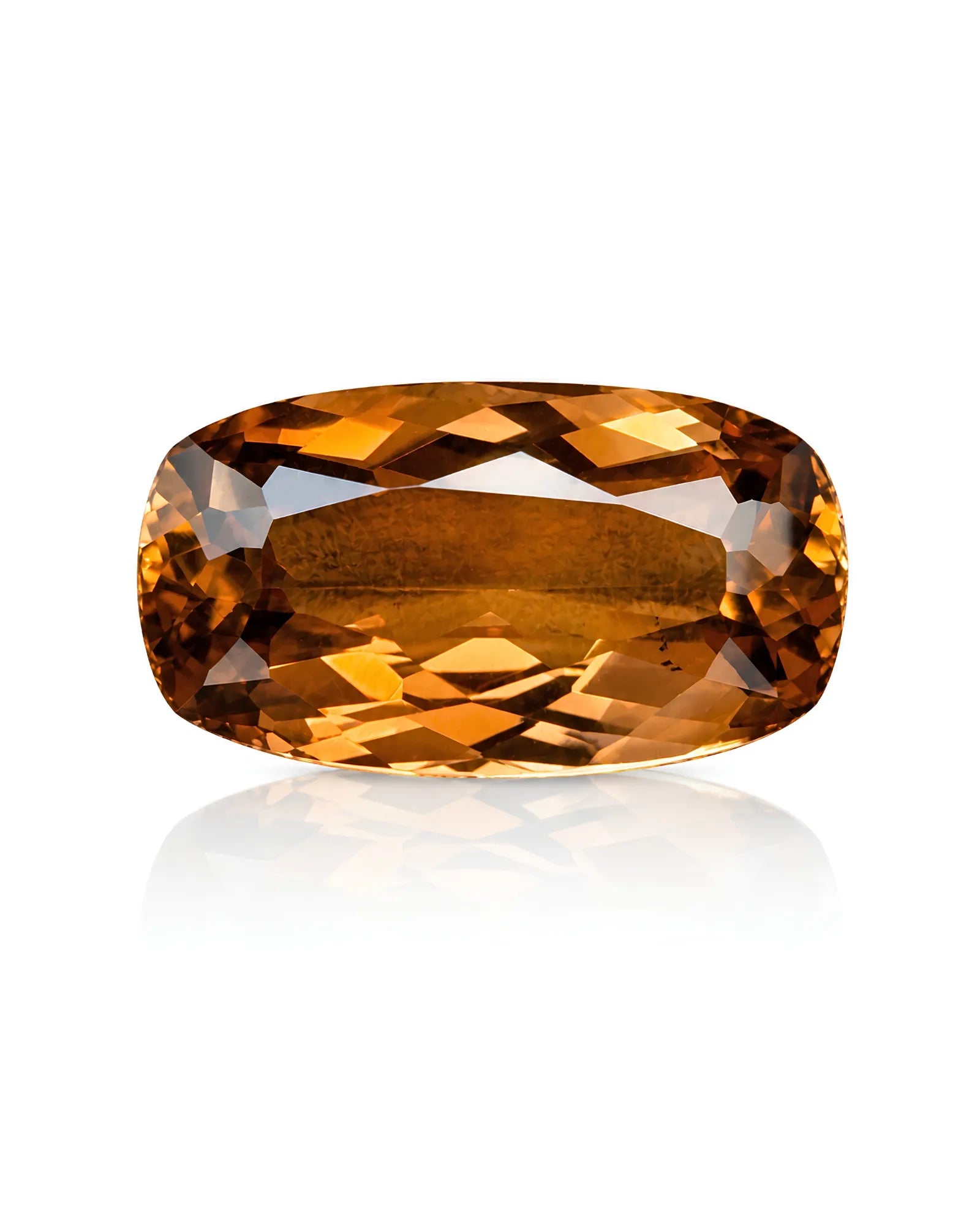 Champagne cushion-cut Natural Imperial Topaz angled view | SARATTI