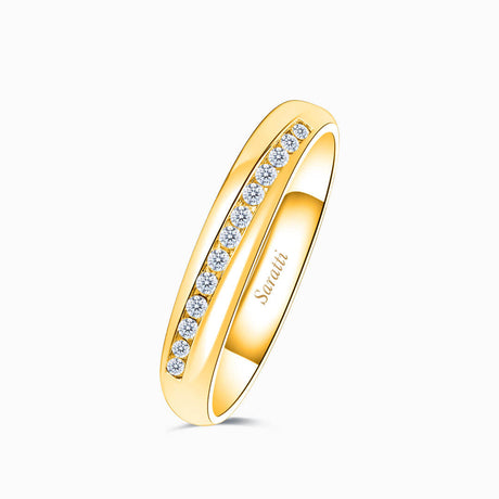 Yellow Gold Oblong Channel Set Diamond Eternity Wedding Band | Saratti