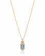 ELISARA emerald cut Aquamarine vintage bow diamond necklace setting in Yellow Gold front view | SARATTI