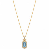 ELISARA – Emerald Cut Aquamarine Vintage Bow Diamond Necklace Setting