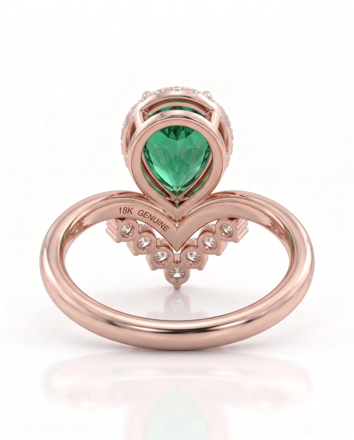 Chevron band emerald promise ring in 18K rose gold | SARATTI
