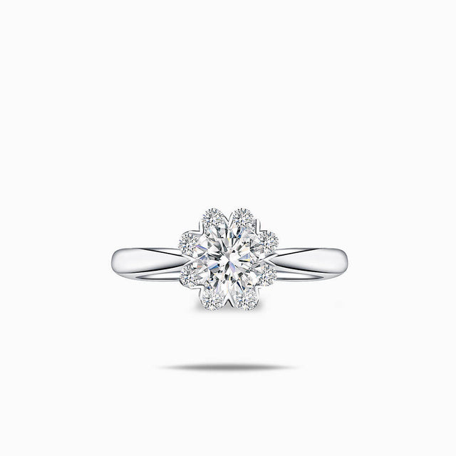 Chloe 0.6 Carat Round Halo Diamond Engagement Ring | Modern Gem Jewelry | Saratti