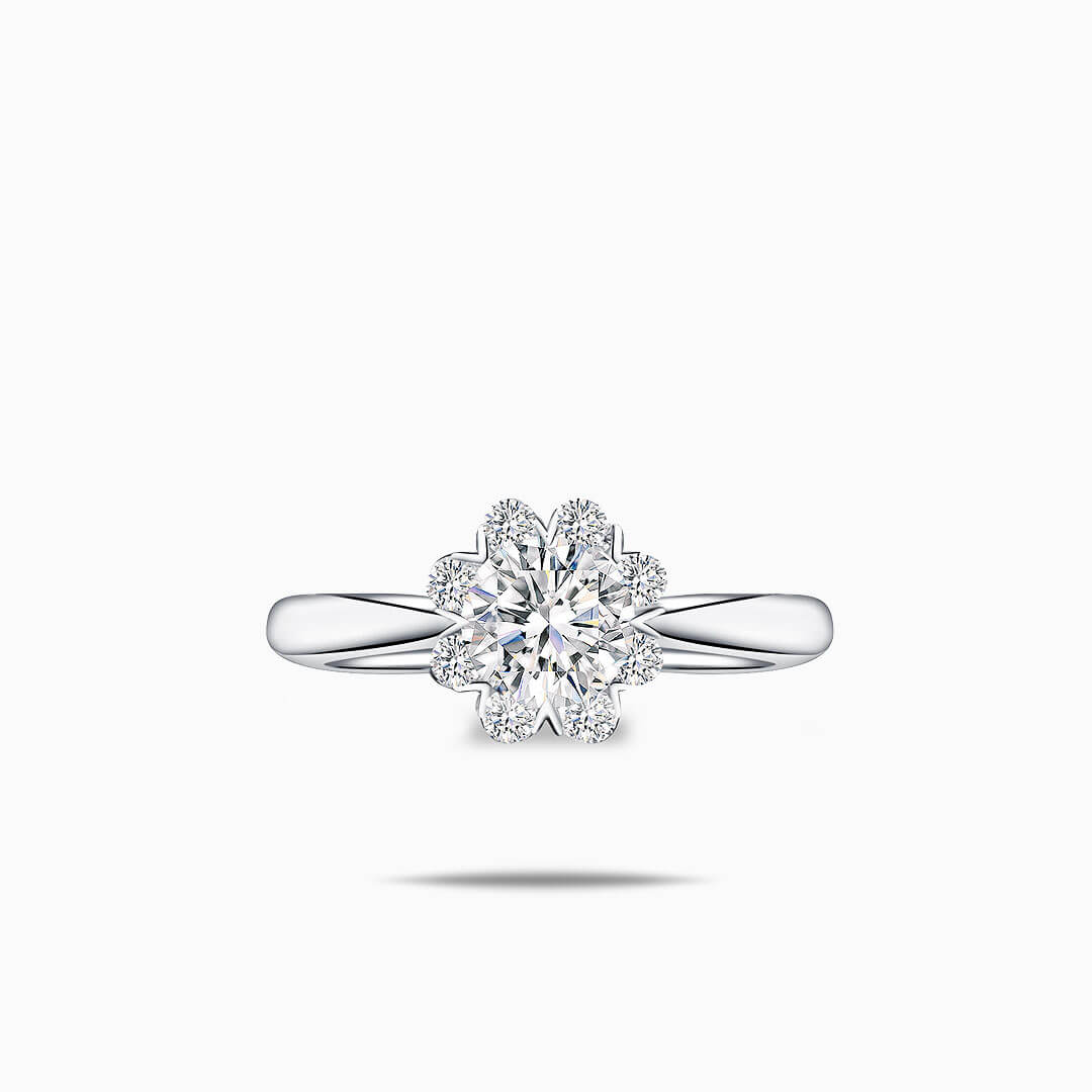 Chloe 0.6 Carat Round Halo Diamond Engagement Ring | Modern Gem Jewelry | Saratti