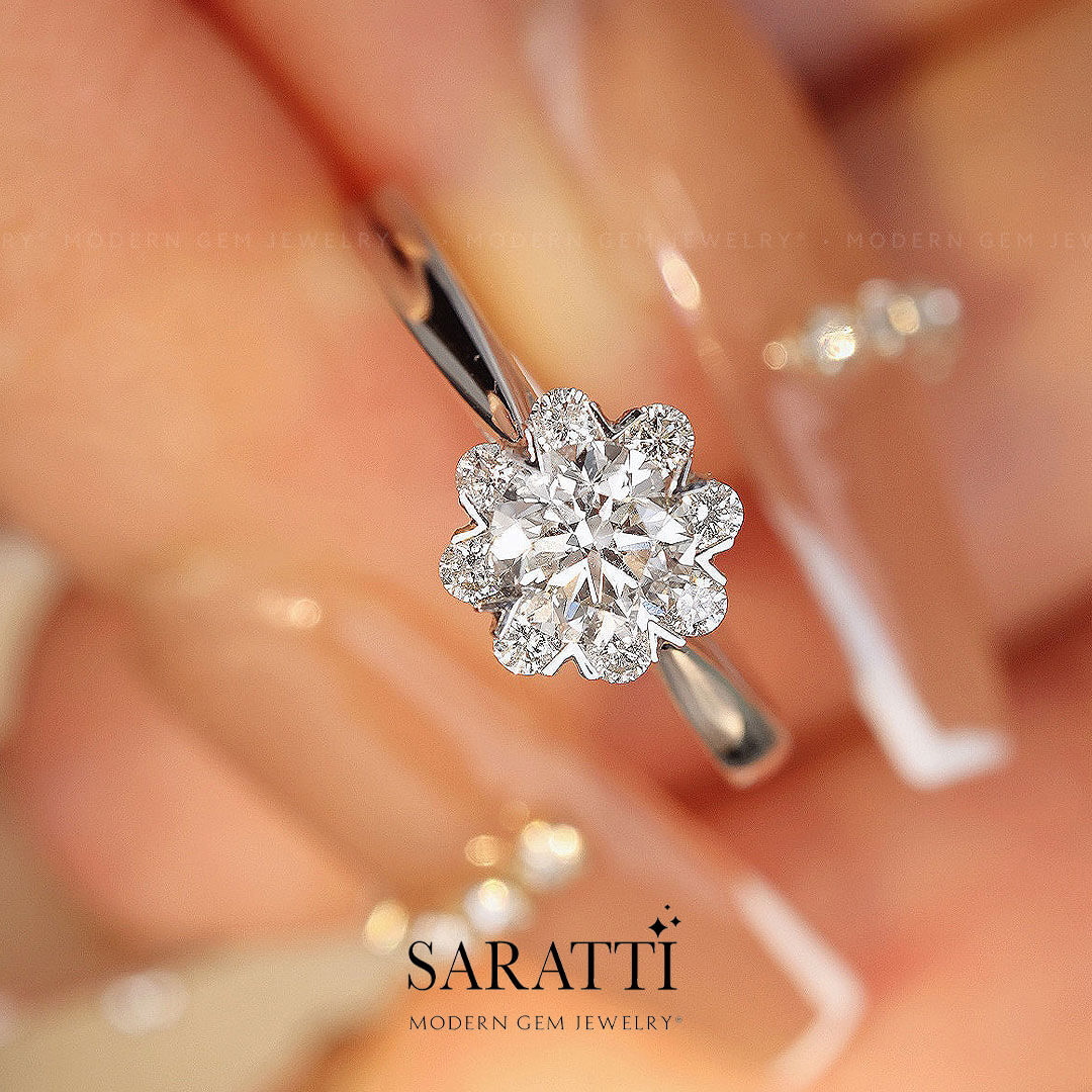 0.6 Carat Round Cut Diamond Engagement Ring | Modern Gem Jewelry | Saratti