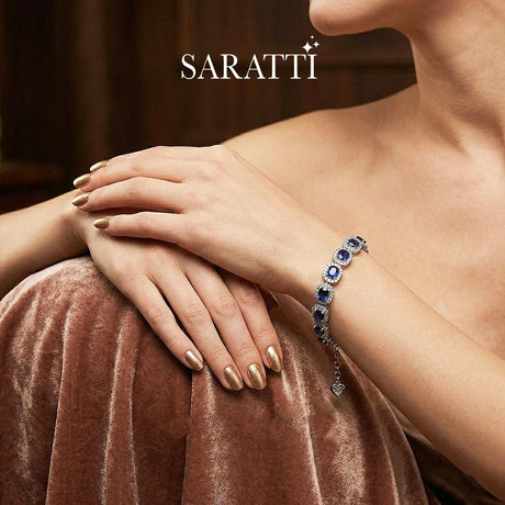Cielora natural blue sapphire bracelet in sterling silver | SARATTI