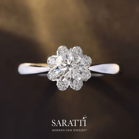 Chloe Diamond Halo Ring | Modern Gem Jewelry | Saratti
