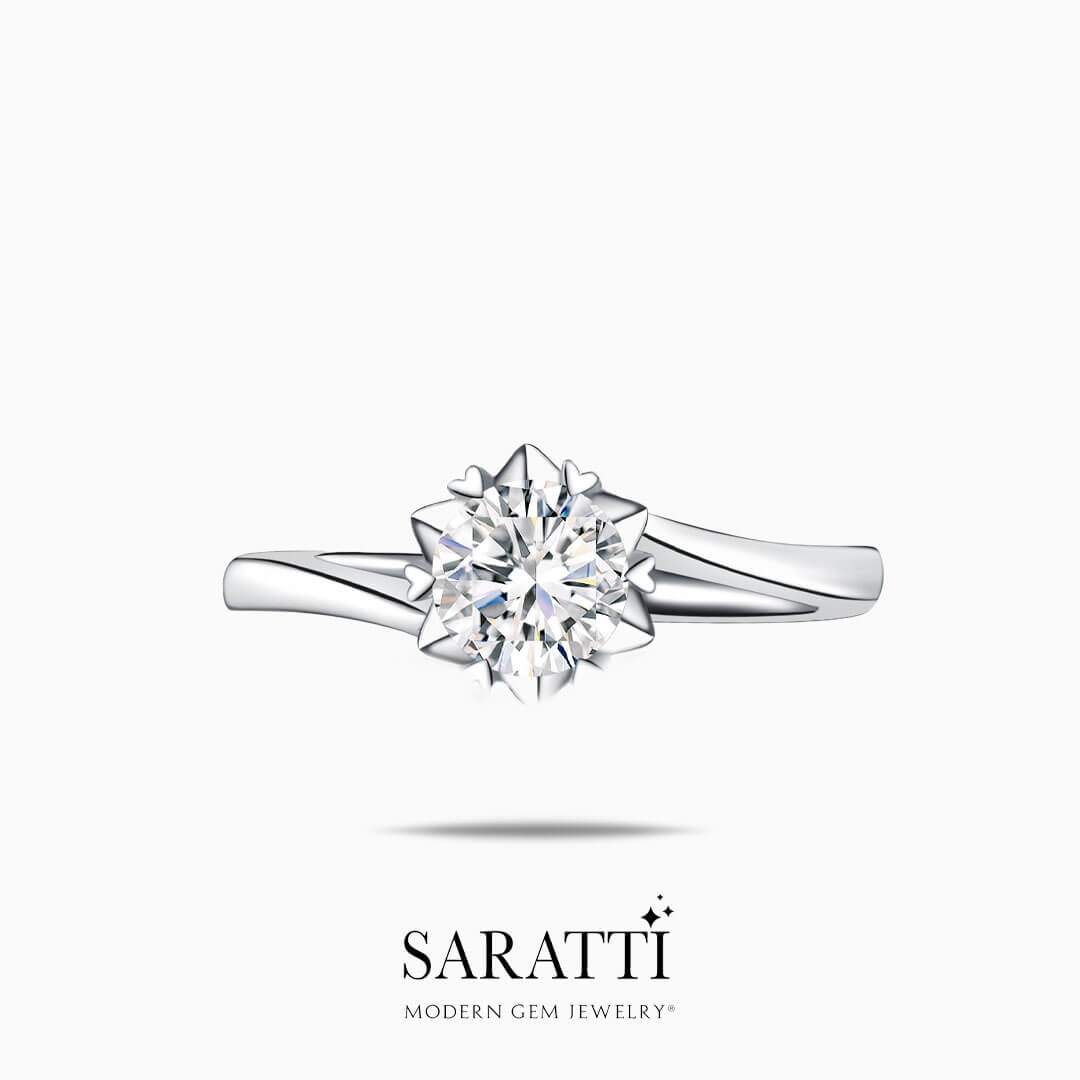 Unique Snowflake Diamond Engagement Ring | Modern Gem Jewelry | Saratti