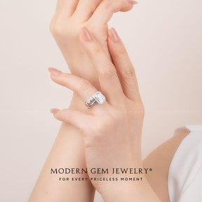Diamond Engagement and Wedding Ring Set | Modern Gem Jewelry