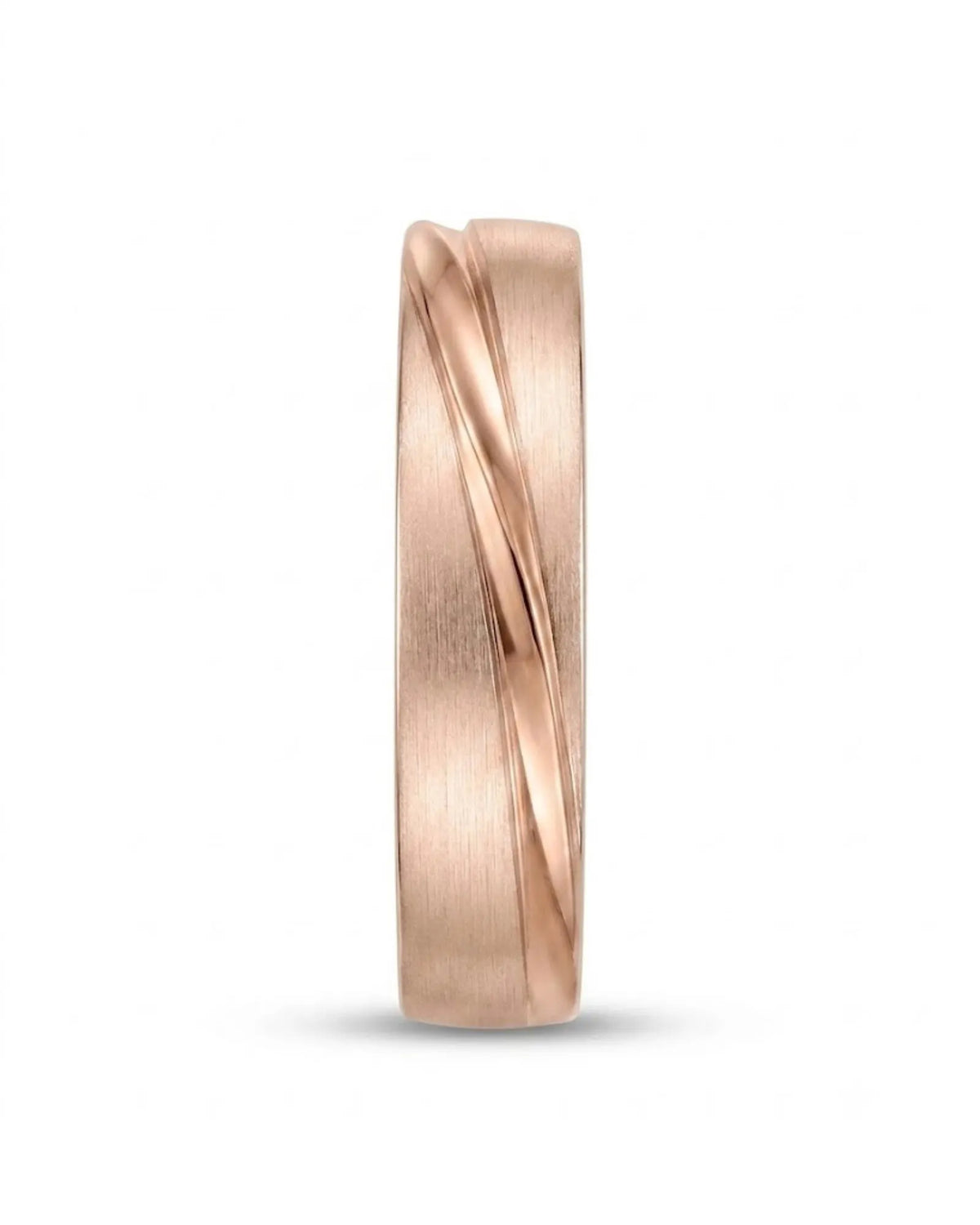 Classic 18K rose gold wedding band set with smooth polished surfaces and harmonious couple styling | SARATTI