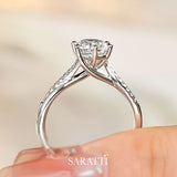 Six prong Engagement Ring in 18K White Gold | Saratti