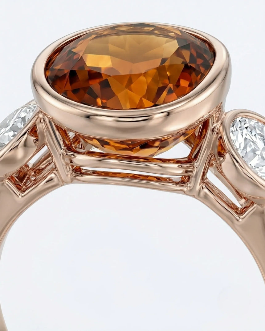 Clean gold contours protect each stone while keeping the silhouette in rose gold polished | SARATTI 