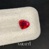 Close-up of 1.04 carat Untreated Natural ruby heart shape | SARATTI 
