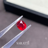 Close-up of 1.28 carat Unheated Natural ruby oval faceting | SARATTI  