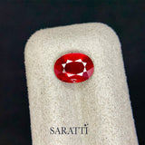 Close-up of 1.47 carat Untreated Natural ruby oval cut | SARATTI 